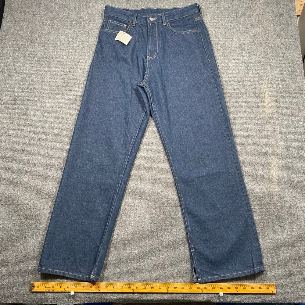 ZARA Mens Blue Denim Jeans Wide Leg Split Hem‎ Size 36x29 (Act. 30x29)